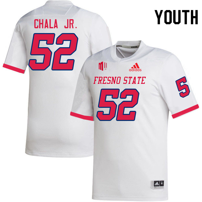 Youth #52 Isiah Chala Jr. Fresno State Bulldogs College Football Jerseys Stitched Sale-White